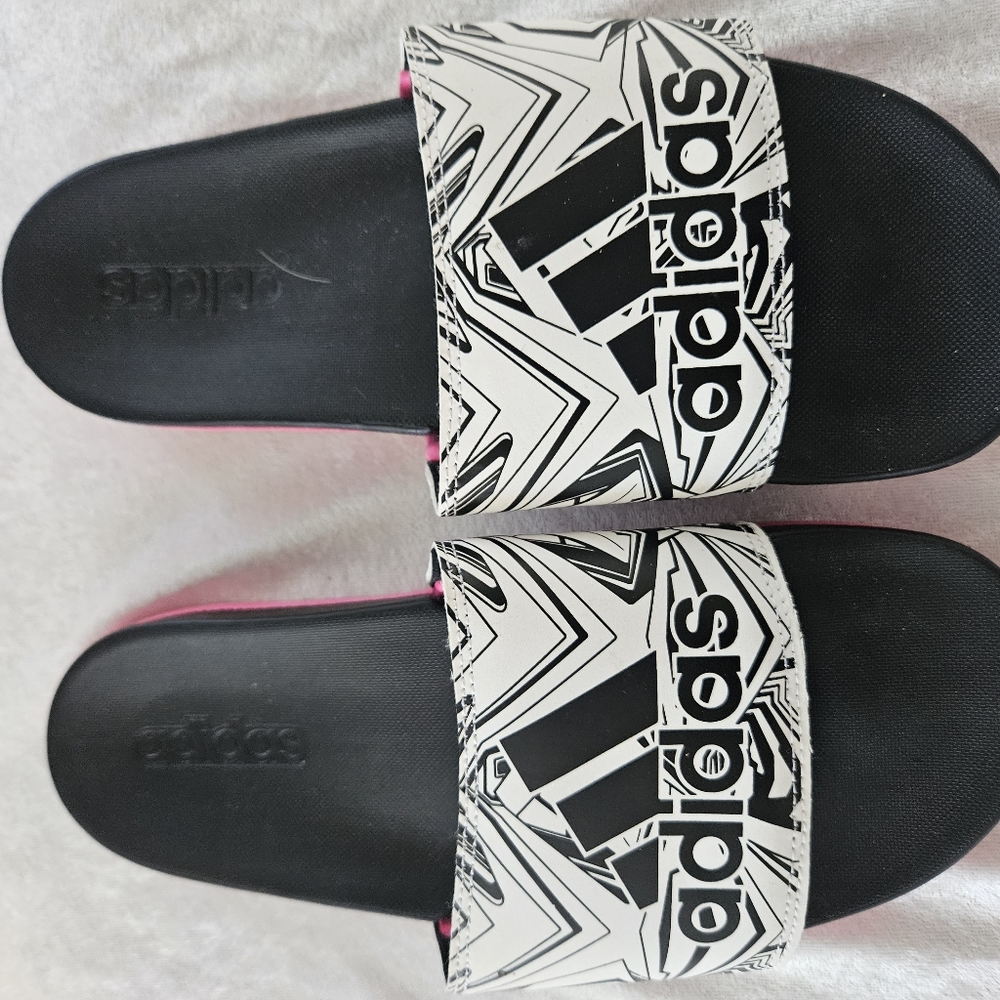 NEW Adidas Pink and Black Sandals Size 8